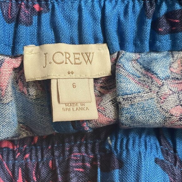 J Crew Shorts Hawaiian Tropical Floral Linen Blend Elastic Waist Sz 6 EUC - Picture 5 of 11